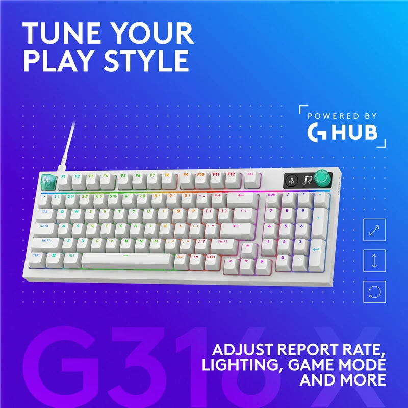Logitech G G316 X 98 Gaming Keyboard (White)