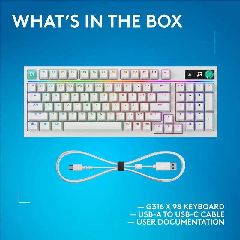Logitech G G316 X 98 Gaming Keyboard (White)