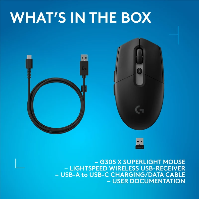 Logitech G G305 X SUPERLIGHT Gaming Mouse (Black)