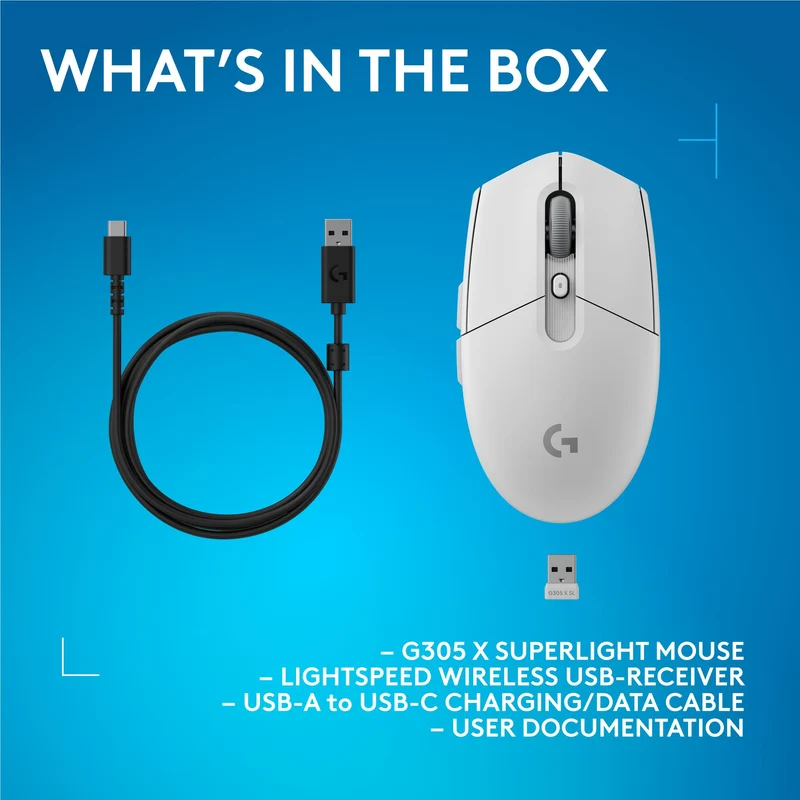 Logitech G G305 X SUPERLIGHT Gaming Mouse (White)
