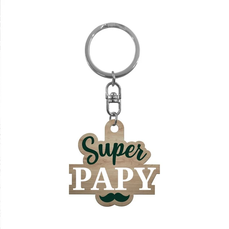 Porte-clés en bois "Super papy"
