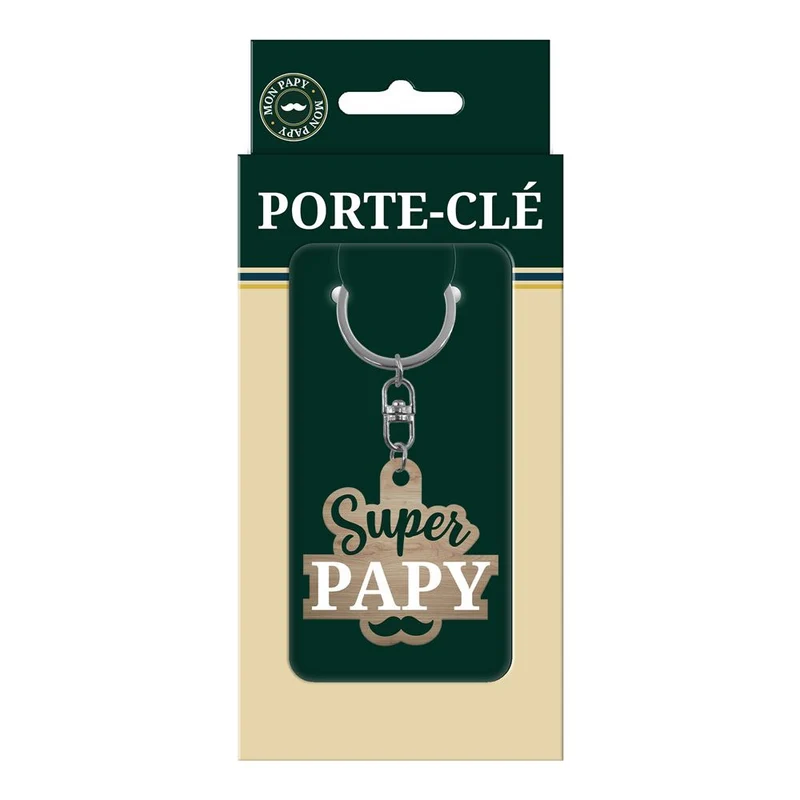 Porte-clés en bois "Super papy"