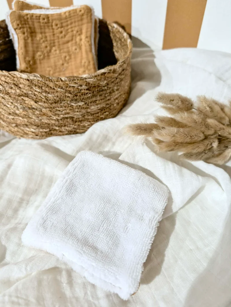 Lingette lavable | Brodé camel