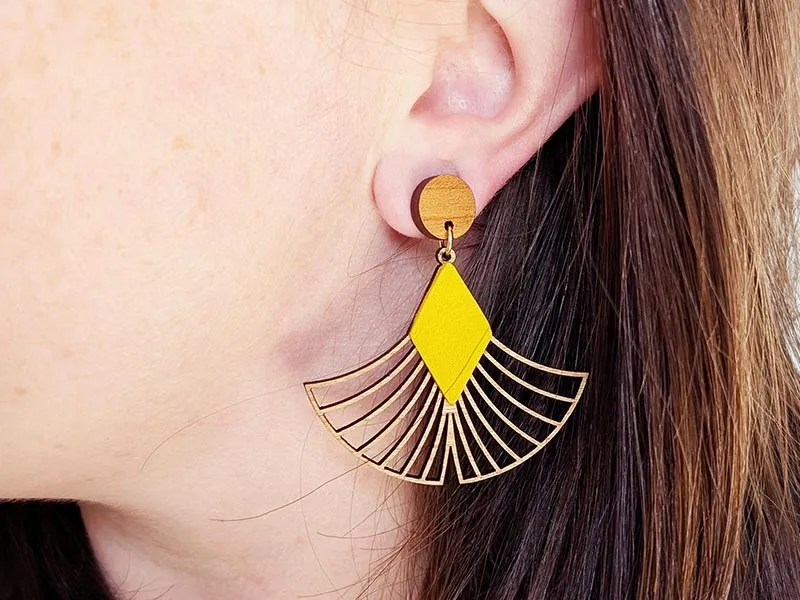 Boucles d'oreilles GINKGO en bois