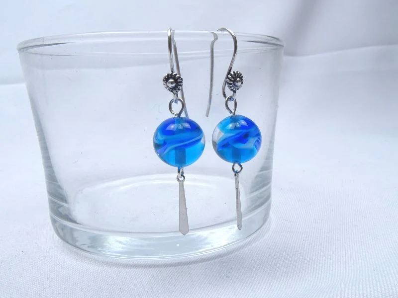 Boucles d'oreilles en verre goutte
