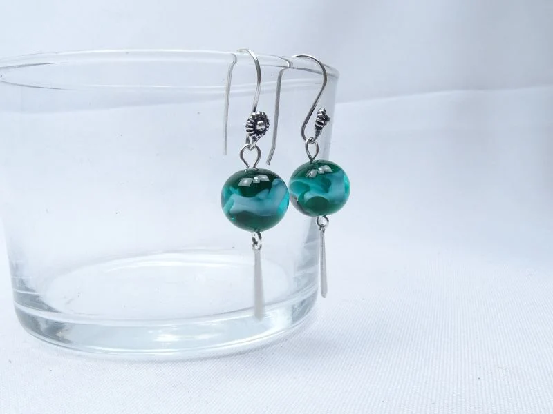 Boucles d'oreilles en verre goutte
