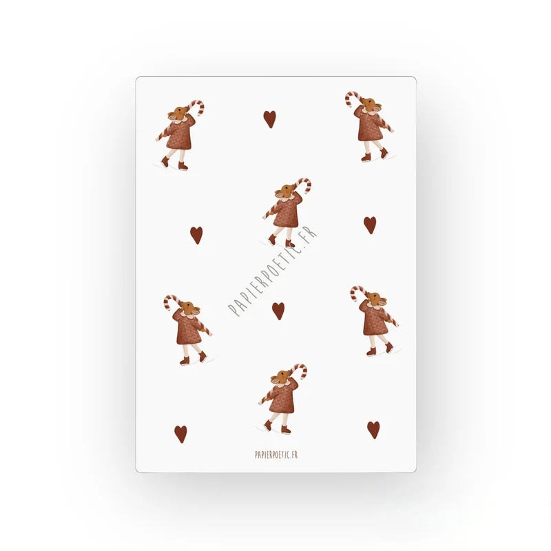 Carte de Noël | Biche en patins