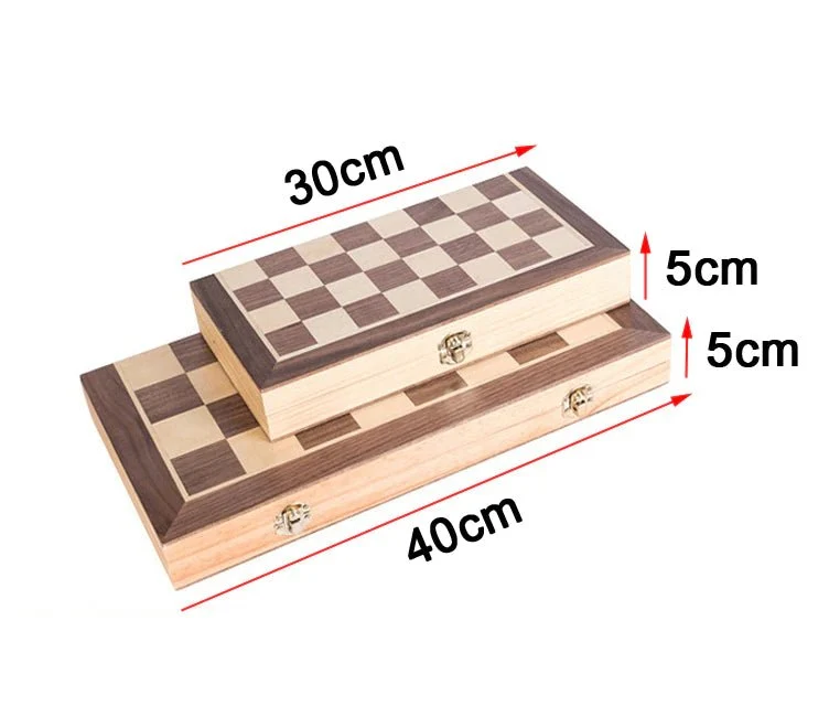 Jeux d'échecs en bois coffret pliable - 30 cm