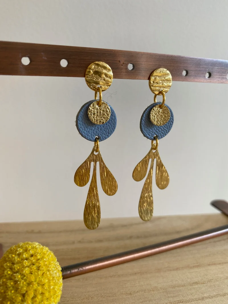 Boucles d'oreilles "Feuilles" en cuir
