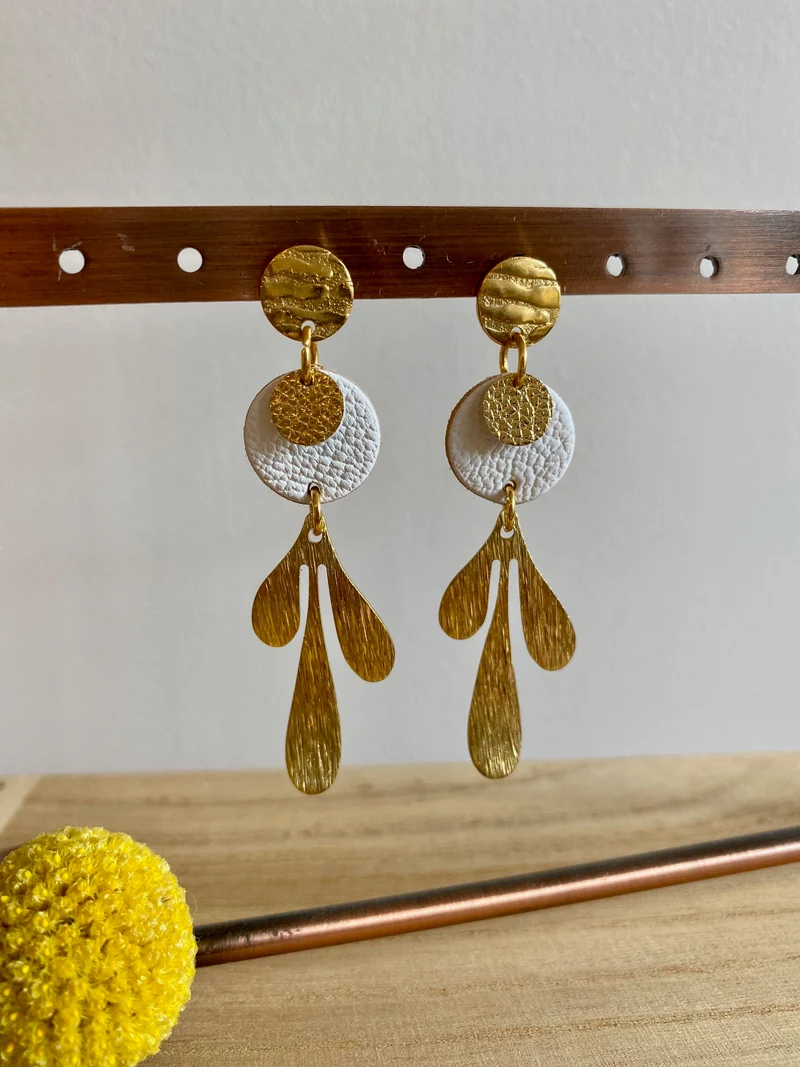 Boucles d'oreilles "Feuilles" en cuir
