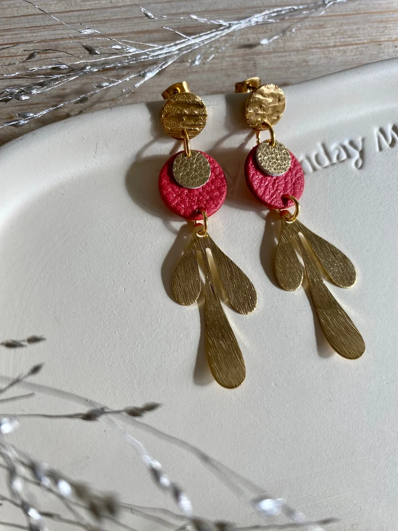 Boucles d'oreilles "Feuilles" en cuir
