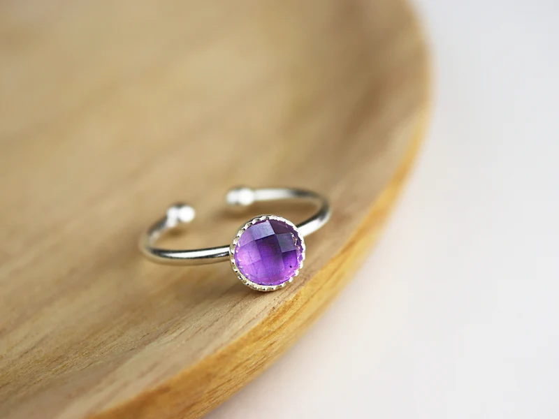 Bague ajustable en argent 925 et pierre naturelle