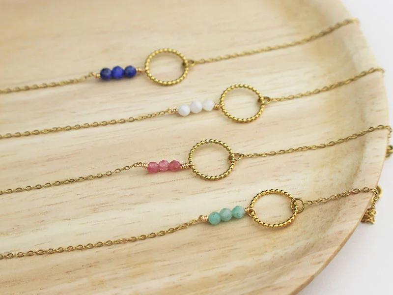 1 Bracelet cercle et pierre naturelle en acier inoxydable