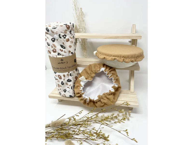 Coffret Zéro Déchet Cuisine – Essuie-Tout Lavable & Charlottes Couvre-Plats