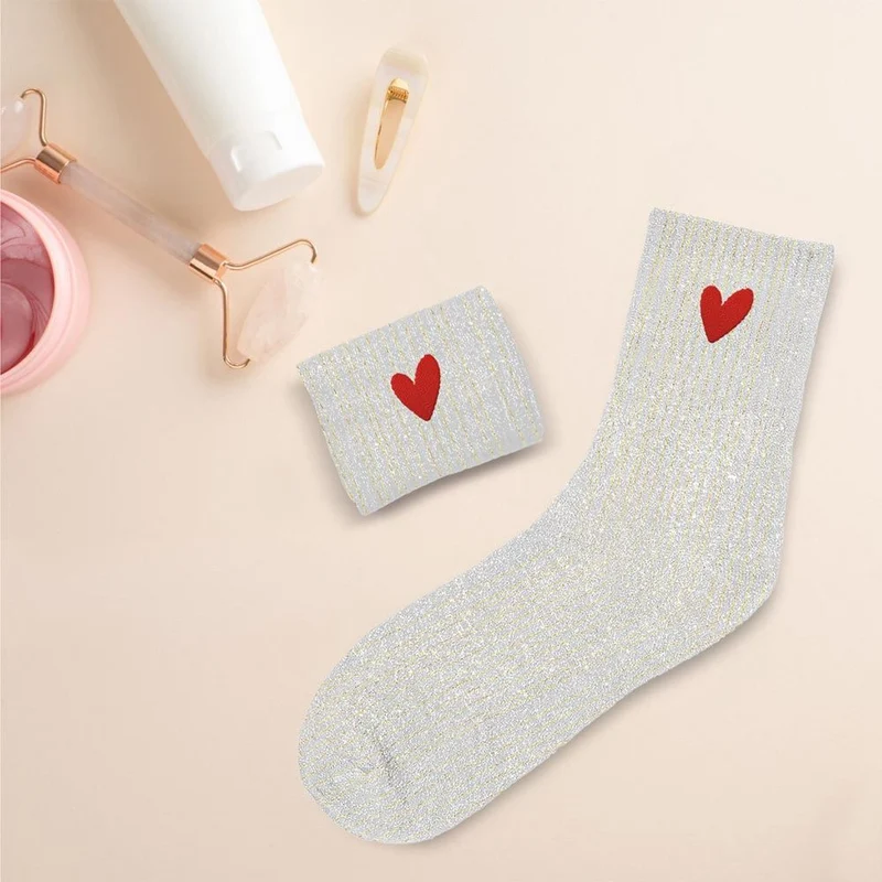 Chaussettes Paillettes Coeur / Taille unique : 36-42