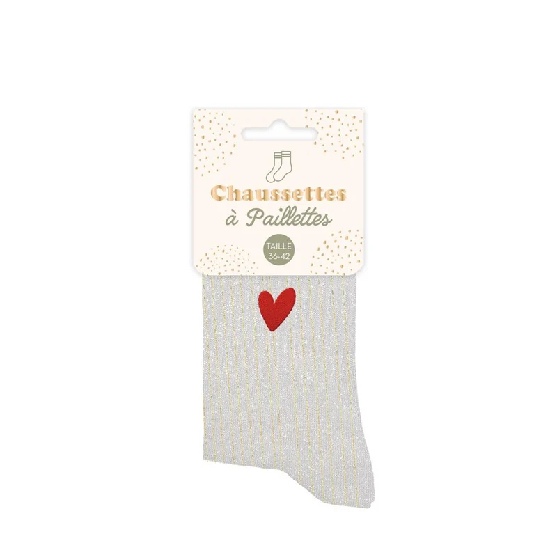 Chaussettes Paillettes Coeur / Taille unique : 36-42