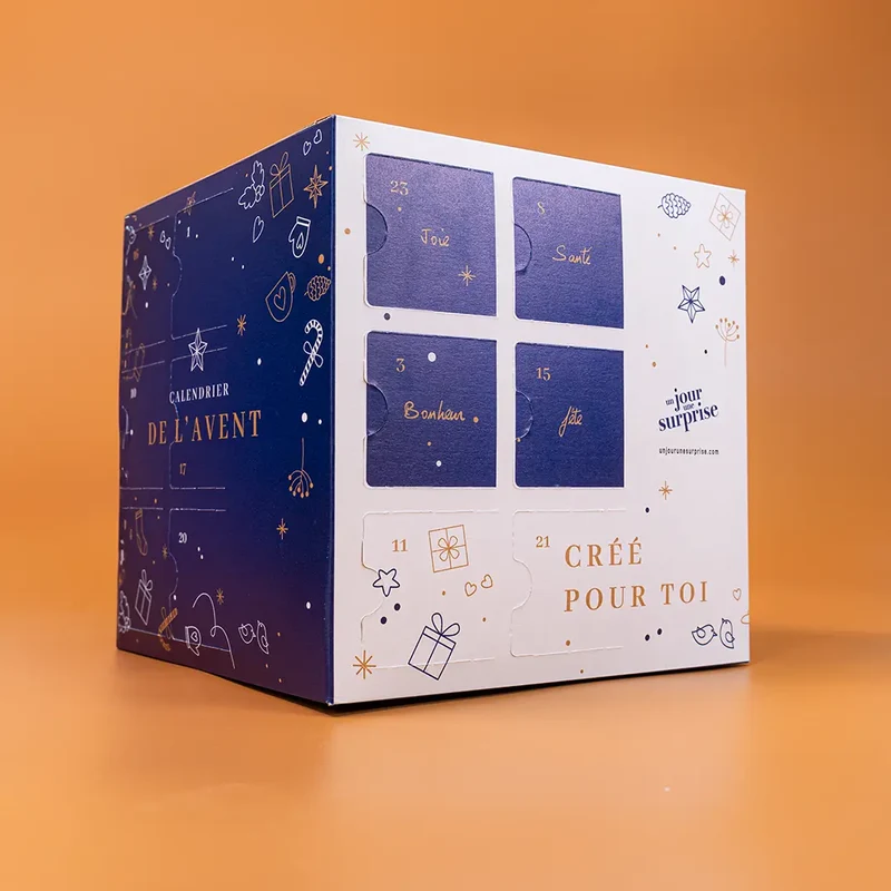 Calendrier de l'avent cube - design "Joyeux Noël"