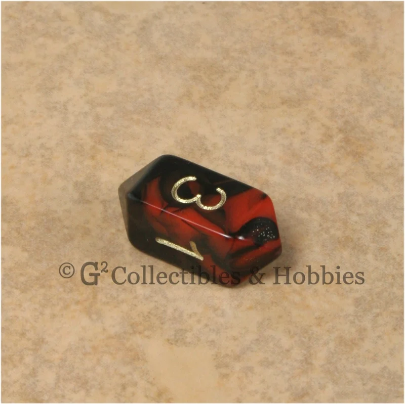 D4 Crystal Oblivion Dark Red Die with Gold Numbers