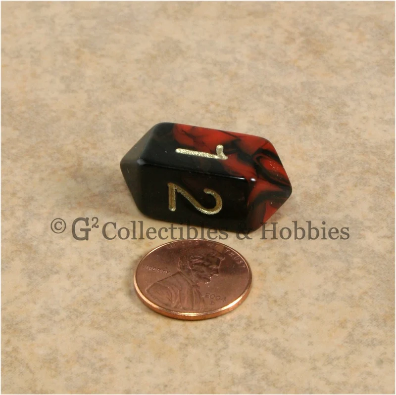 D4 Crystal Oblivion Dark Red Die with Gold Numbers