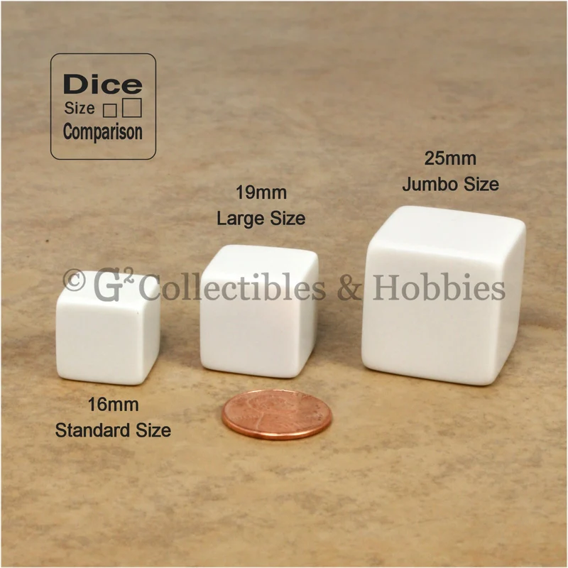 D6 19mm Blank White 6pc Dice Set