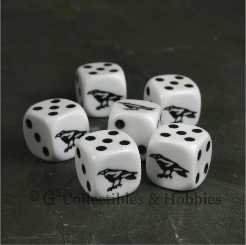 Raven 6pc Dice Set - White