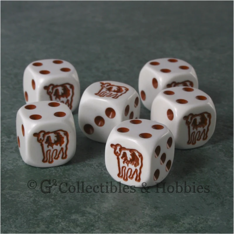Cow 6pc Dice Set - Brown