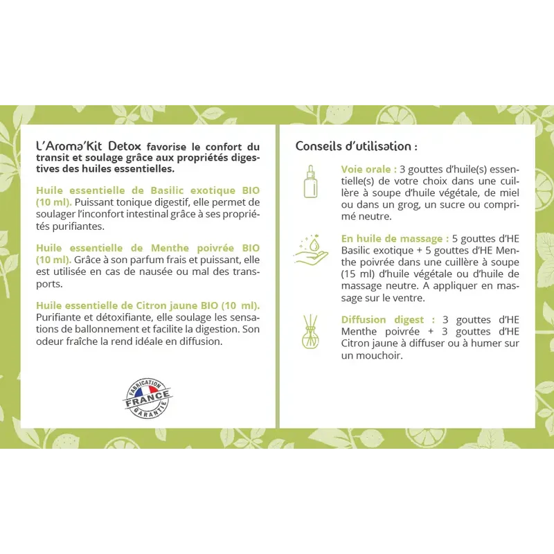 Kit d'huiles essentielles "detox" Bio