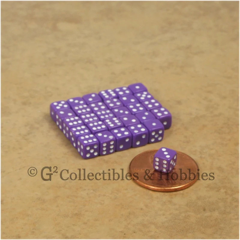 D6 5mm Deluxe Rounded Edge 30pc MINI Dice Set - Opaque Purple