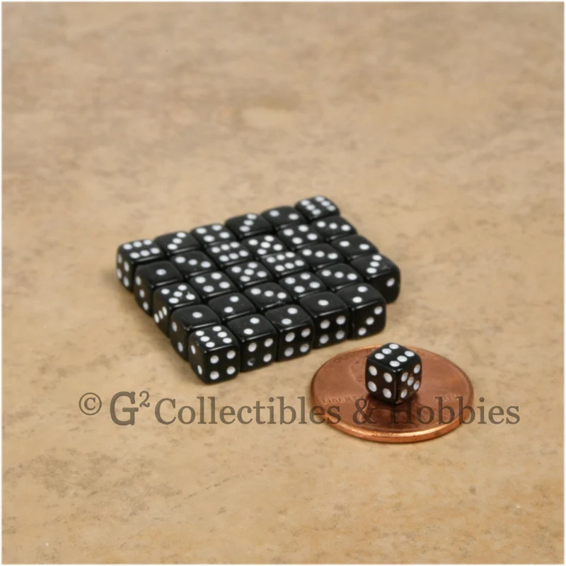 D6 5mm Deluxe Rounded Edge 30pc MINI Dice Set - Opaque Black