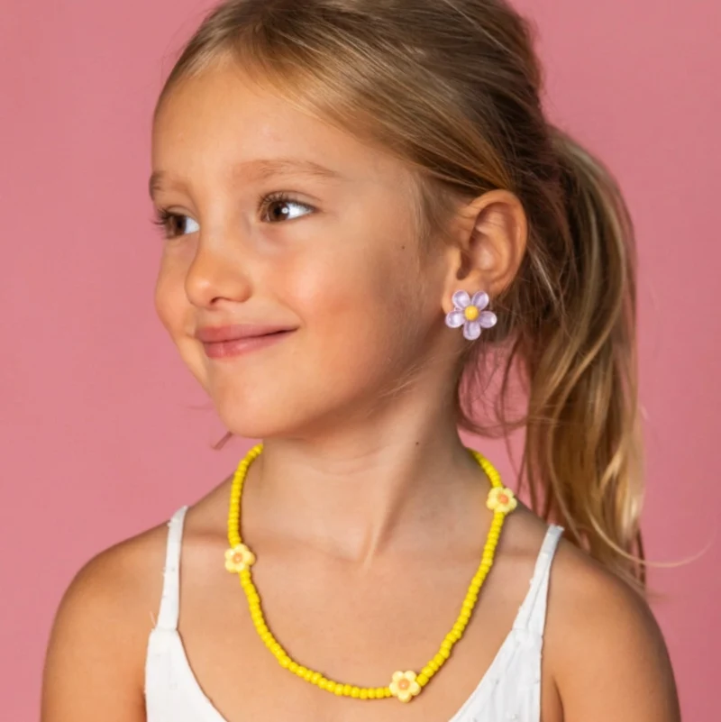 Boucles d'oreilles à clip | Fleurs violette