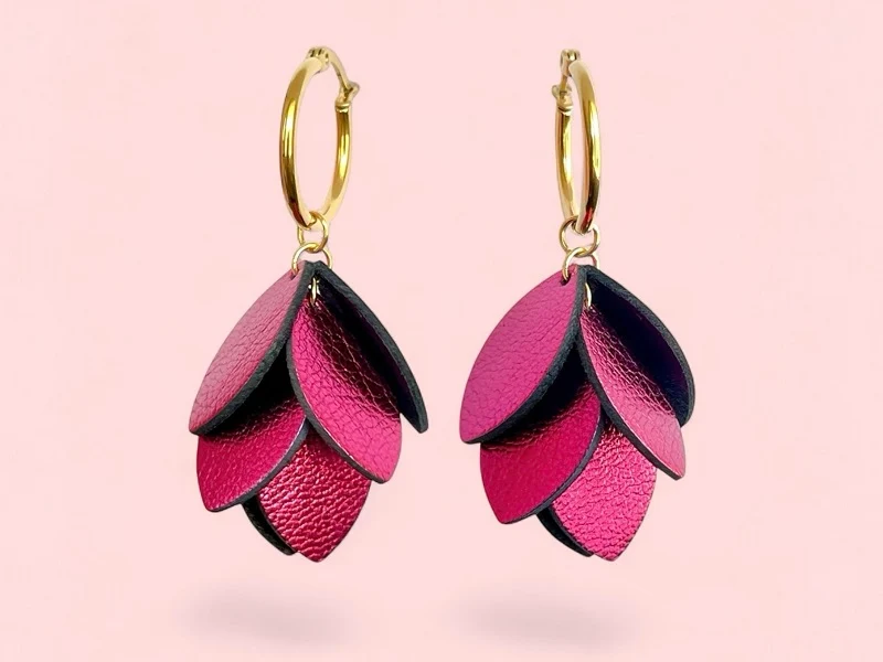 Boucles d'oreilles dorées en cuir Orphéa