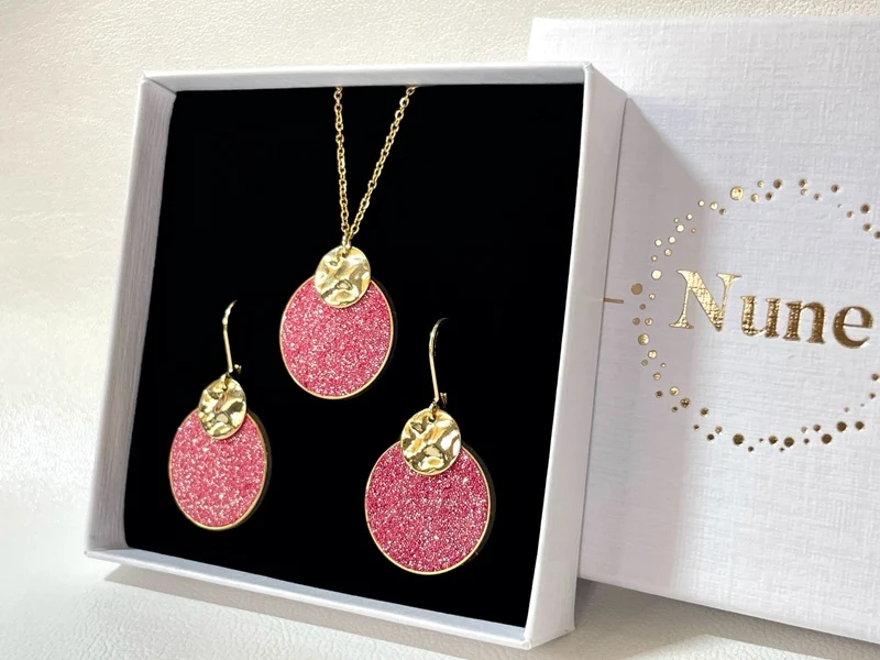 Parure collier et boucles d'oreilles Satellite