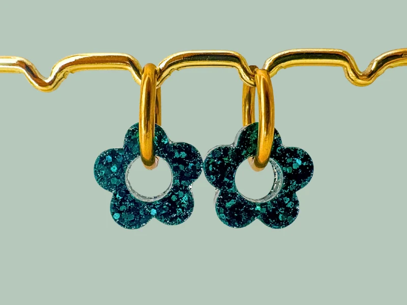 Boucles d'oreilles Fleurs Pailletées