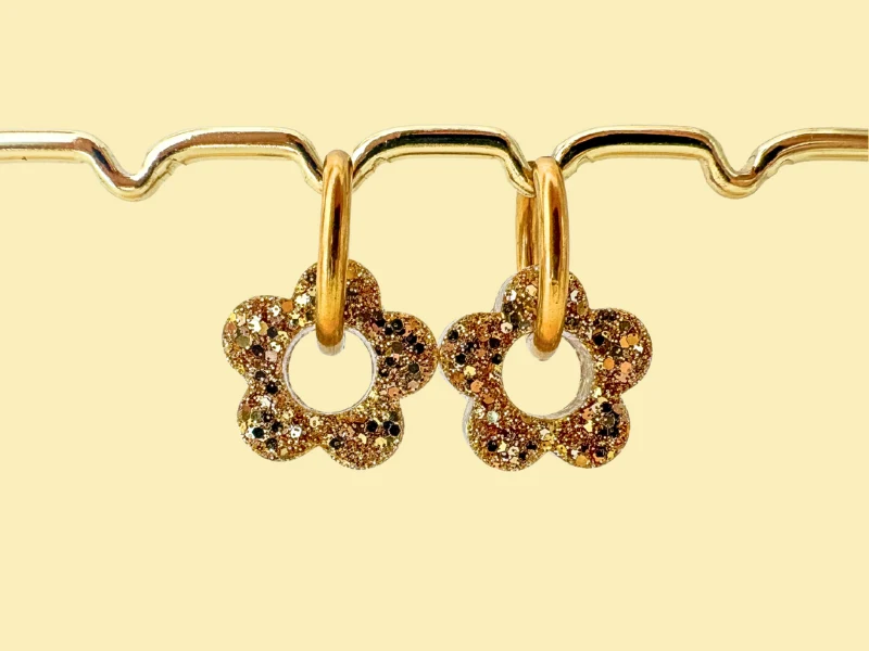 Boucles d'oreilles Fleurs Pailletées