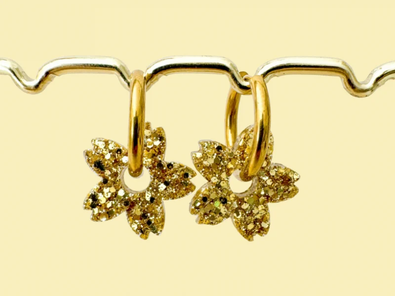 Boucles d'oreilles Fleurs Tiaré Pailletées