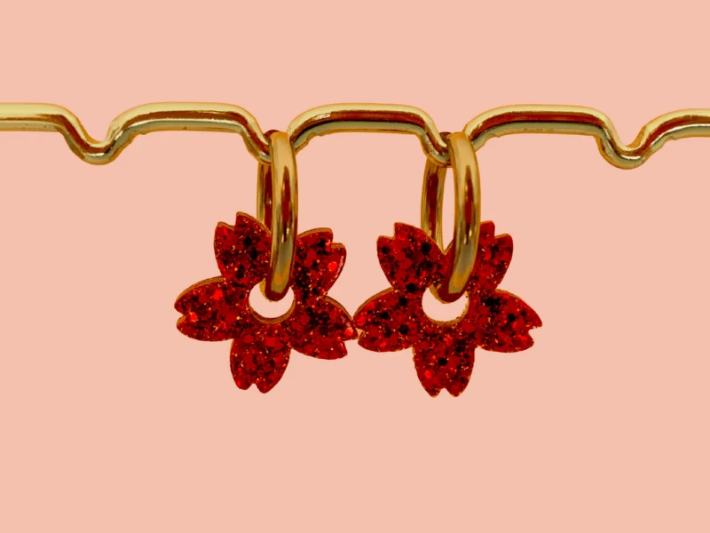 Boucles d'oreilles Fleurs Tiaré Pailletées