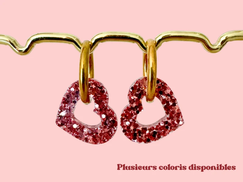 Boucles d'oreilles Cœurs Pailletées