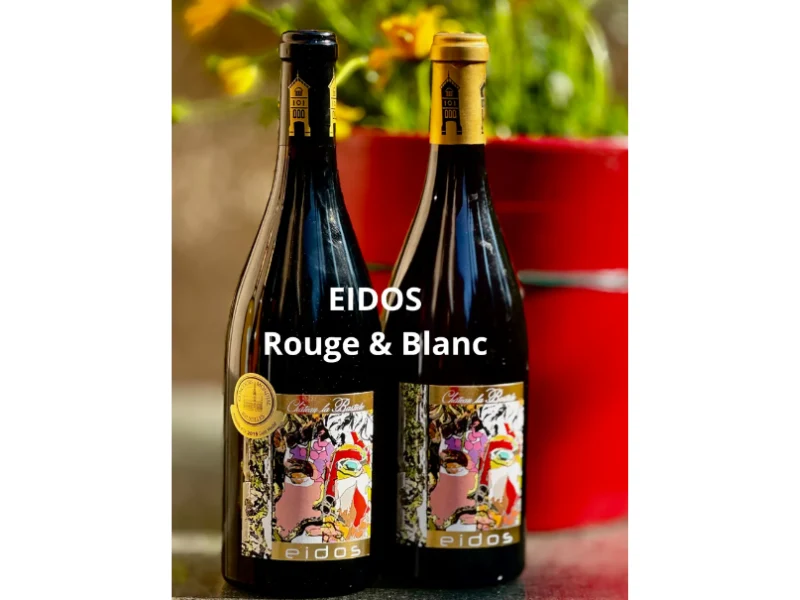 Eidos en rouge et en blanc. Duo classique AOP Corbières, élevés en fûts de chêne et de garde.