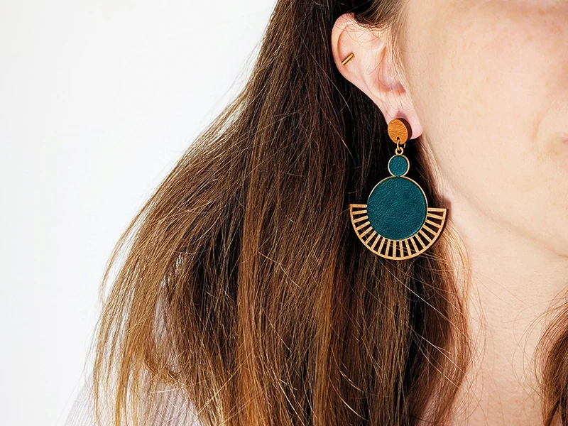 Boucles d'oreilles en bois (option clip pour oreilles non percées)