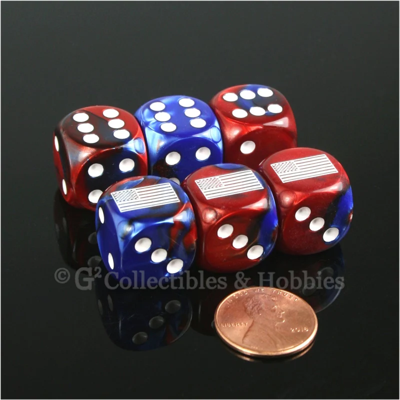 US American Flag Dice - Set of 6