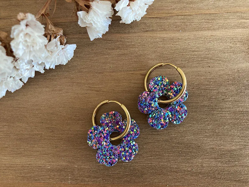Boucles d'oreilles fleur en cuir
