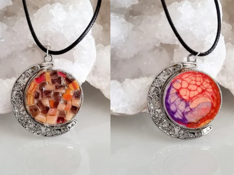Collier Pendentif Lune et Soleil, Faces Réversibles