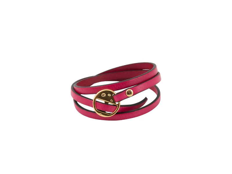 Bracelet Lanière en cuir fermoir doré