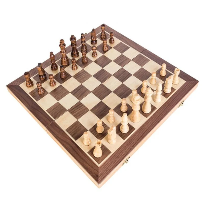 Jeux d'échecs en bois coffret pliable - 40 cm