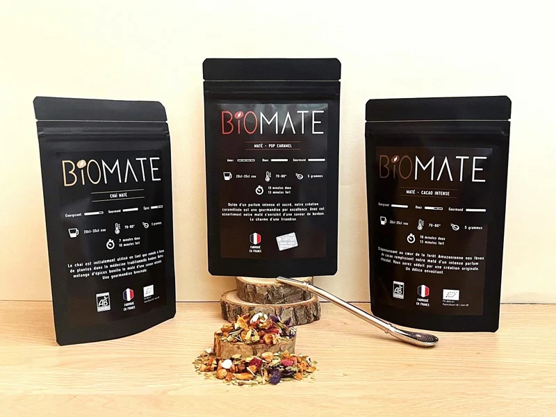Coffret Multi Saveurs Maté Bio + Paille filtrante offerte (3 sachets de 50g, goûts personnalisables)