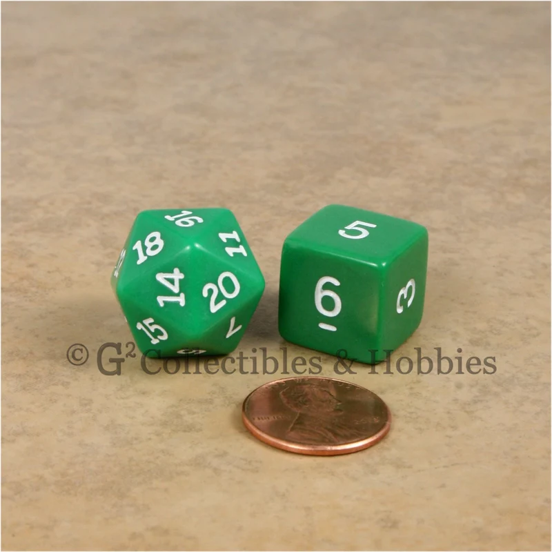 RPG Dice Set Opaque Green with White Numbers 10pc