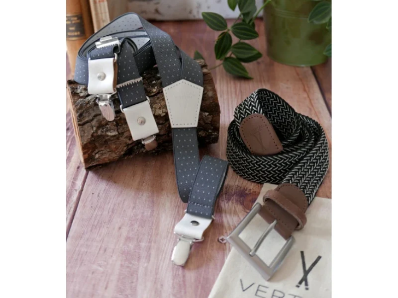 1 ceinture tressée & une paire de bretelles