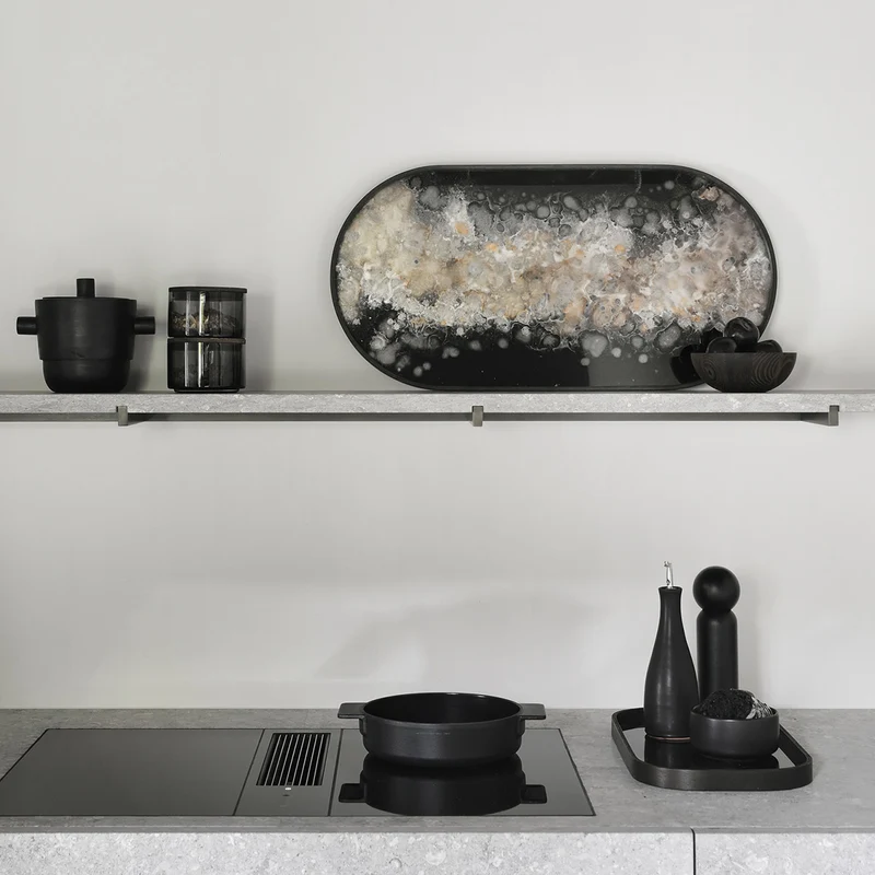 Plateau ovale en verre Black Organic