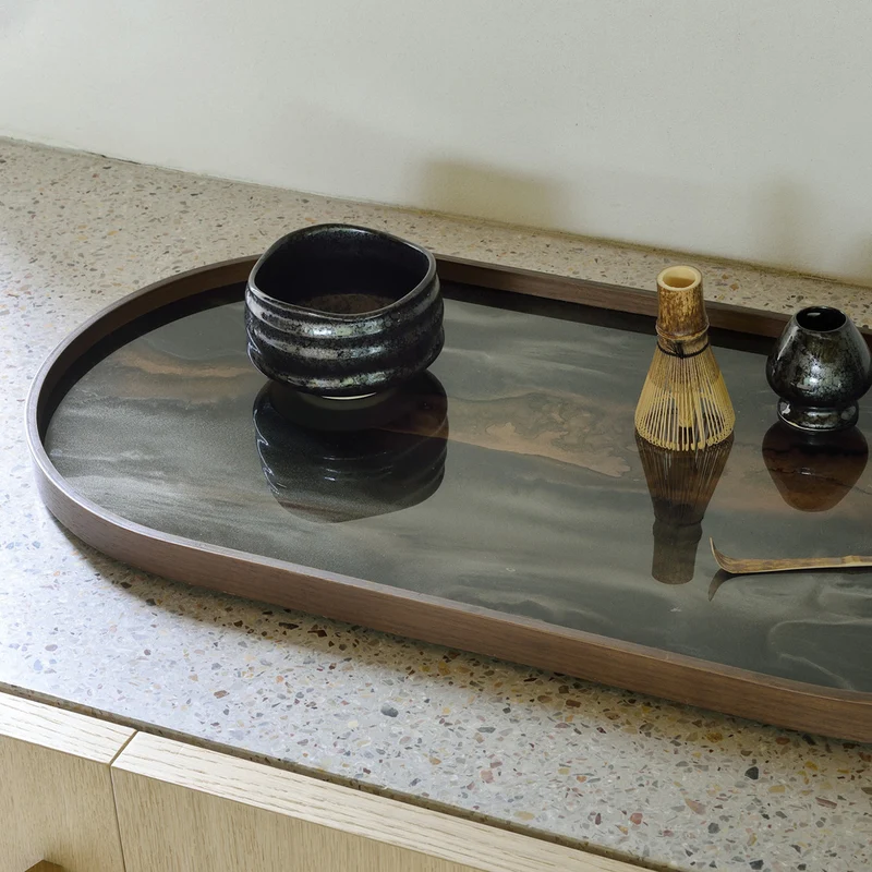 Plateau en verre - Bronze Organic - Oblong - 71 x 36 cm