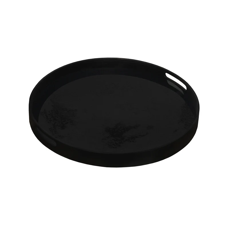 Plateau miroir fortement vieilli Charbon - Ø 48 cm
